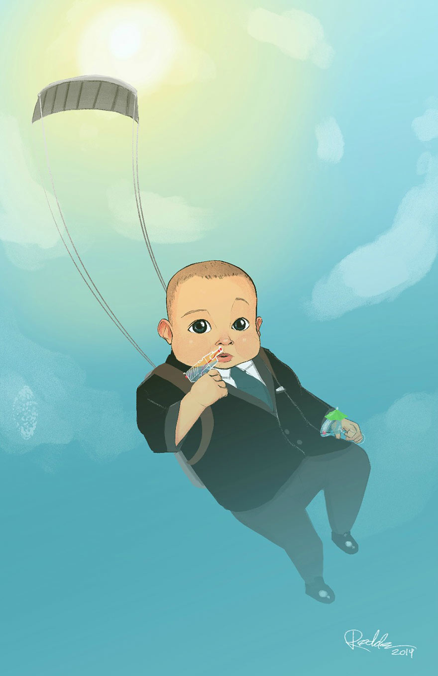 Муж попросил 24 художников, чтобы те перерисовали портреты его семьи ко дню рождения жены 24 художника перерисовали портреты семьи, Ernst Berlin reddit