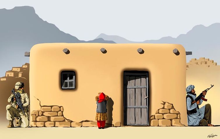 Война и мир: серия сатирических иллюстраций на тему напряженной обстановки в мире Гюндуз Агаев, сатирические иллюстрации, иллюстрации обстановка в мире