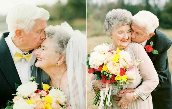 63 года в браке, свадебная фотосессия пары прожившей 63 года вместе