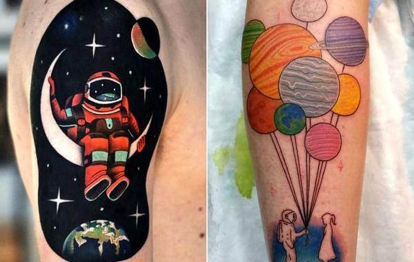 космические тату, татуировки на тему космоса