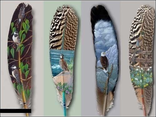 Перья вместо холста – необычайные картины Перья вместо холста – необычайные картины
