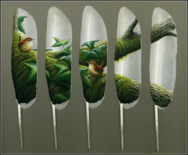 Перья вместо холста – необычайные картины Перья вместо холста – необычайные картины