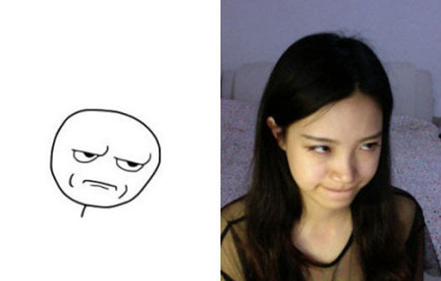 Интернет-мемы, исполнение, симпатичная, азиатская девушка, азиатка