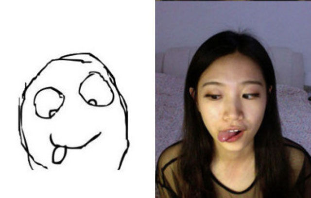 Интернет-мемы, исполнение, симпатичная, азиатская девушка, азиатка