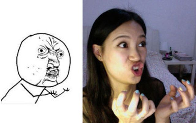 Интернет-мемы, исполнение, симпатичная, азиатская девушка, азиатка