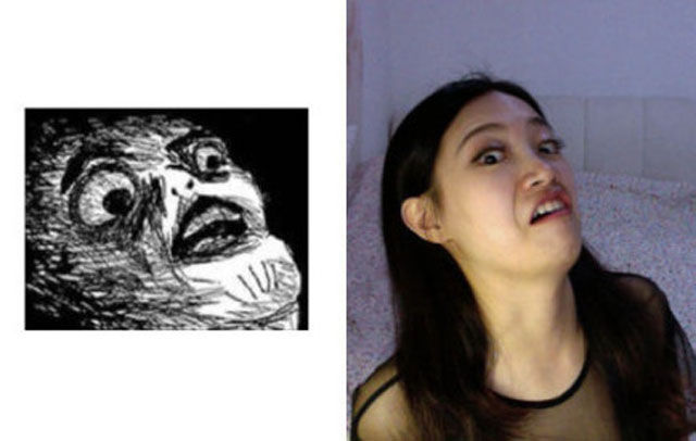 Интернет-мемы, исполнение, симпатичная, азиатская девушка, азиатка