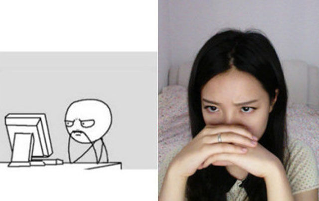 Интернет-мемы, исполнение, симпатичная, азиатская девушка, азиатка