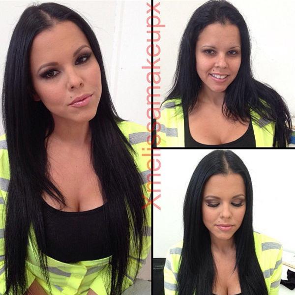 порнозвёзды, до и после, макияж 