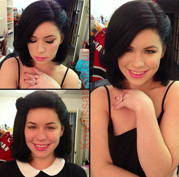 порнозвёзды, до и после, макияж 