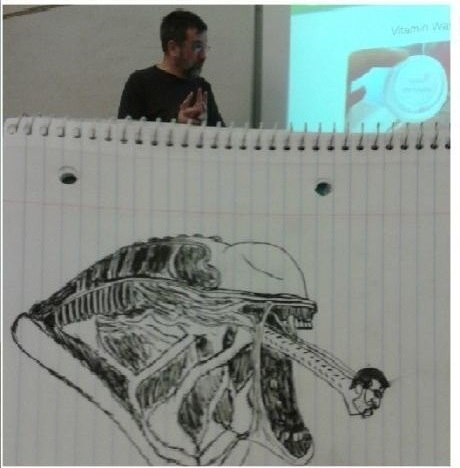 Студент рисовал на парах, карикатуры на преподавателя