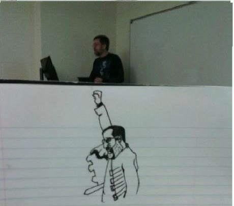 Студент рисовал на парах, карикатуры на преподавателя