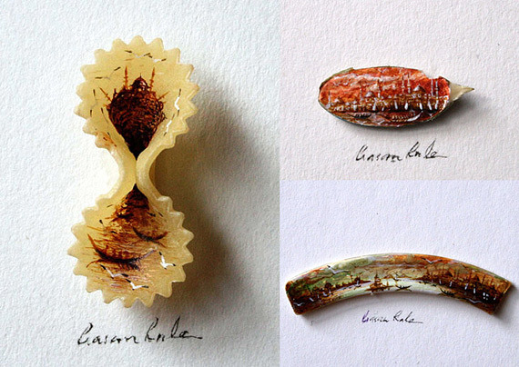 Художник Хасан Кале, картины, крылья бабочки, пейзажи, макароны, ракушки 