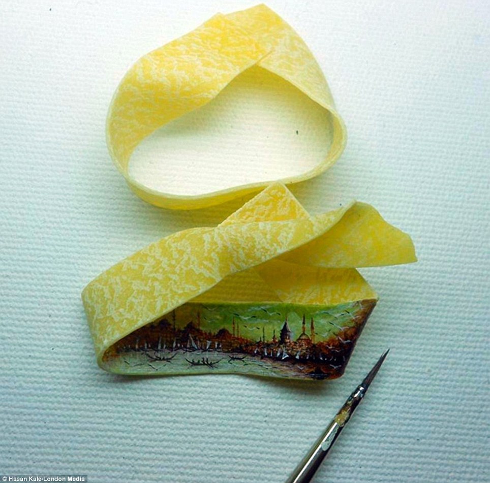 Художник Хасан Кале, картины, крылья бабочки, пейзажи, макароны, ракушки 