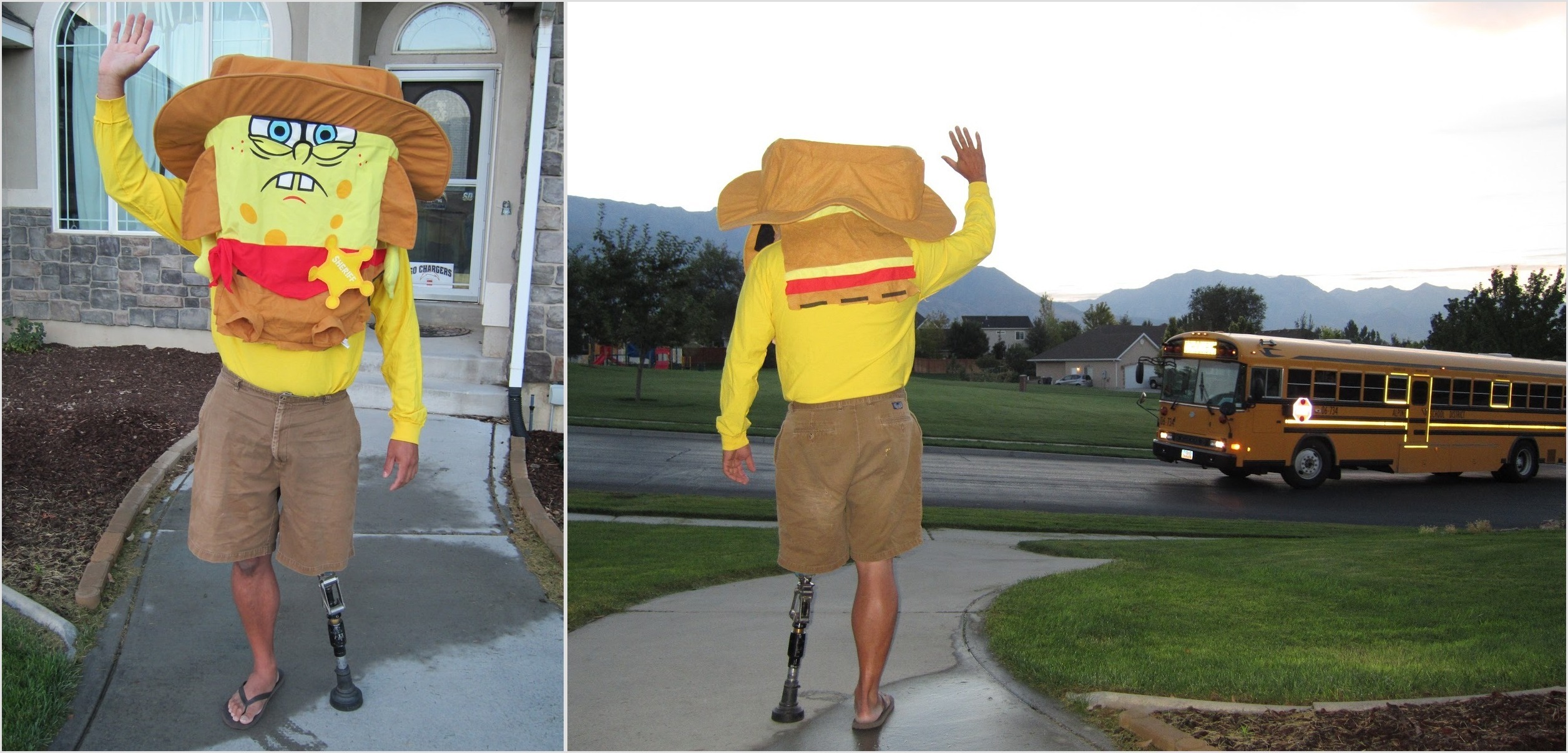 Дейл Прайс покажет, как надо провожать сына в школу