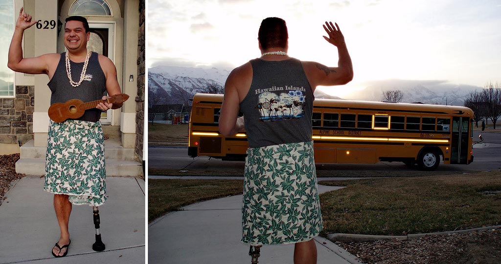 Дейл Прайс покажет, как надо провожать сына в школу