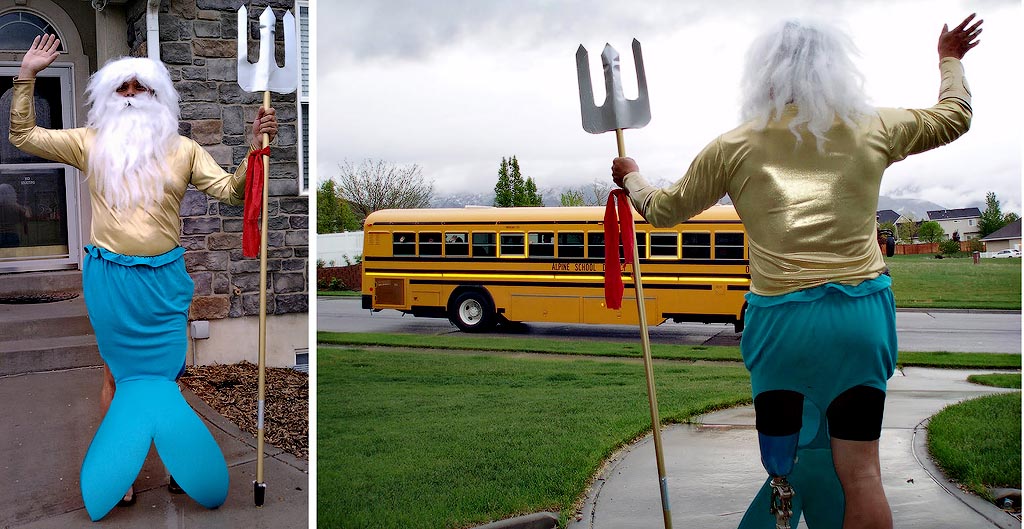 Дейл Прайс покажет, как надо провожать сына в школу