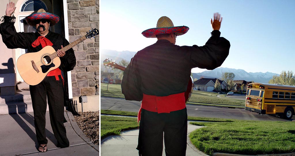 Дейл Прайс покажет, как надо провожать сына в школу