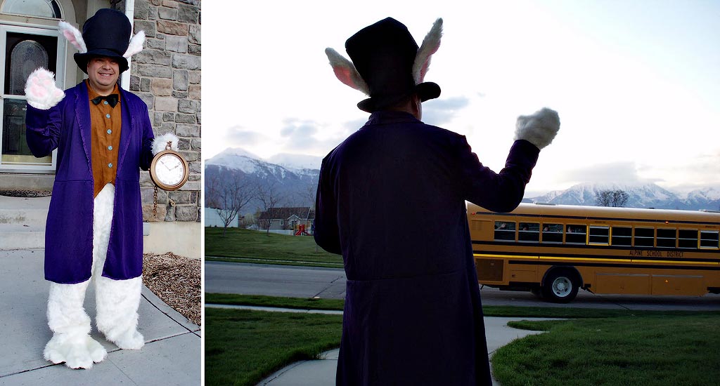 Дейл Прайс покажет, как надо провожать сына в школу