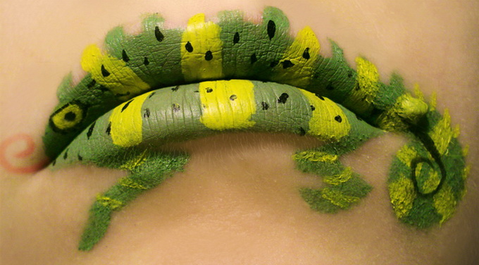 раскрашенные губы, животные, звери