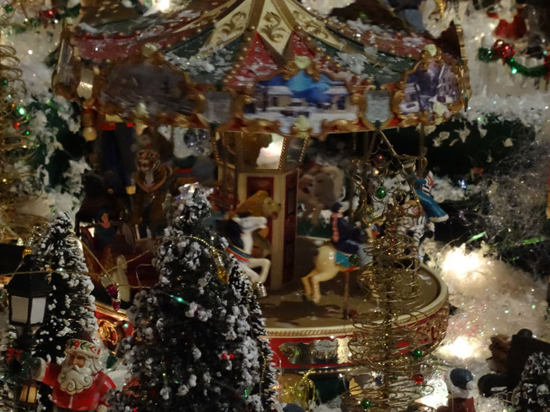 Сказочный, рождественский, маленький, городок, построенный, внутри комнаты, в доме