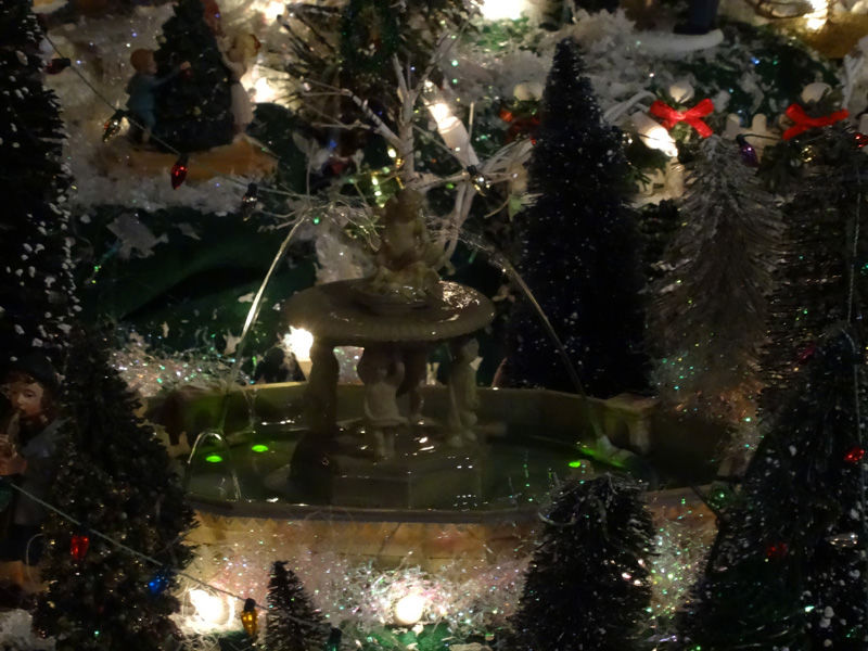 Сказочный, рождественский, маленький, городок, построенный, внутри комнаты, в доме