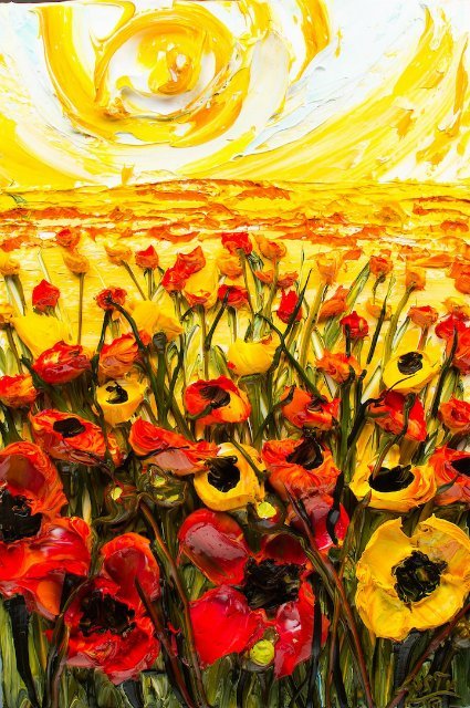 Скульптуры, краска, картины, Джастин Геффри, цветы, пейзажи