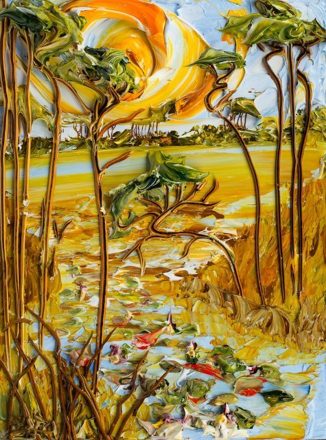 Скульптуры, краска, картины, Джастин Геффри, цветы, пейзажи