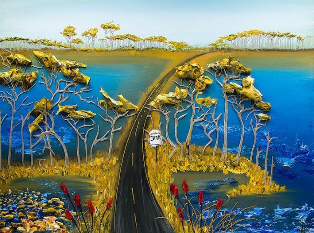 Скульптуры, краска, картины, Джастин Геффри, цветы, пейзажи