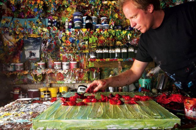 Скульптуры, краска, картины, Джастин Геффри, цветы, пейзажи