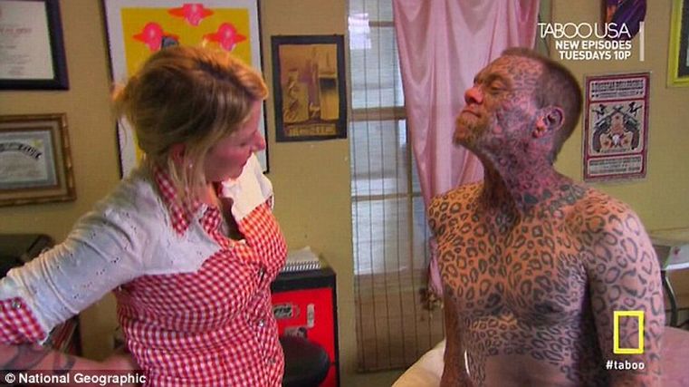 Человек - леопард , парень покрыл тело татуировками, Ларри Остин, Larry Austin,Том Леппард ,Tom Leppard