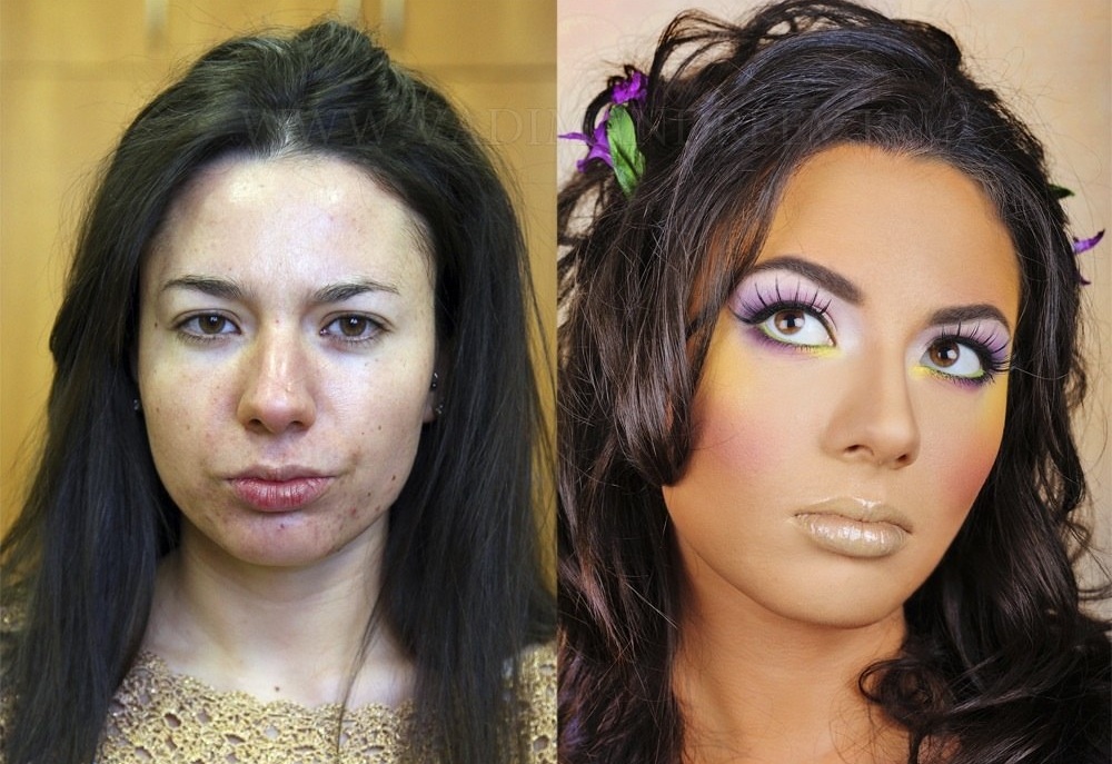 Девушки, до и после, макияж, косметика, Вадим Андреев