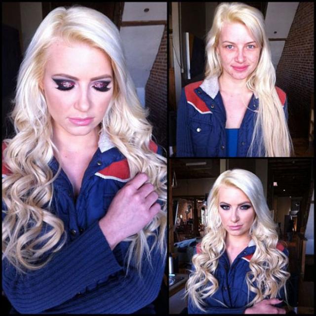 Порнозвезды, до и после,макияж