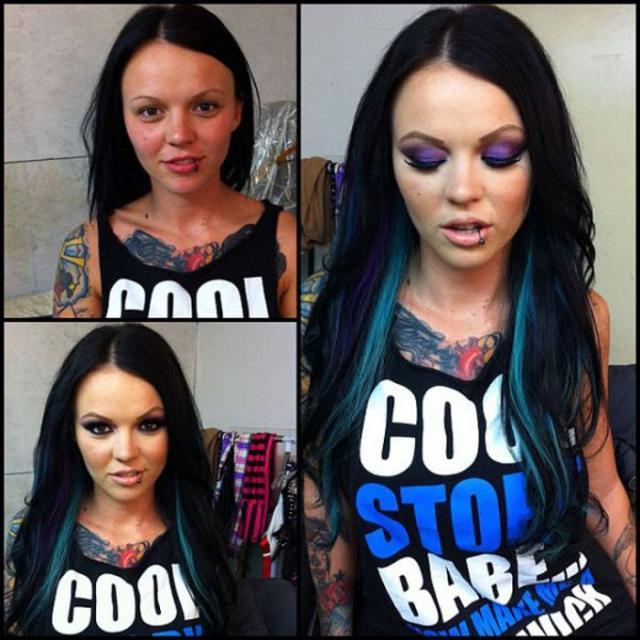 Порнозвезды, до и после,макияж