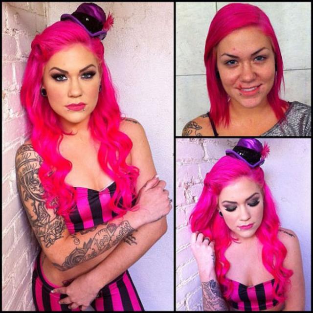 Порнозвезды, до и после,макияж