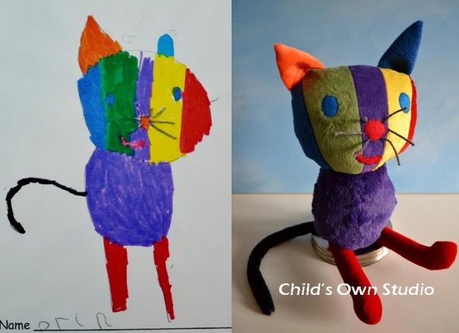 игрушки по мотивам детских рисунков, игрушки сшитые по рисункам детей