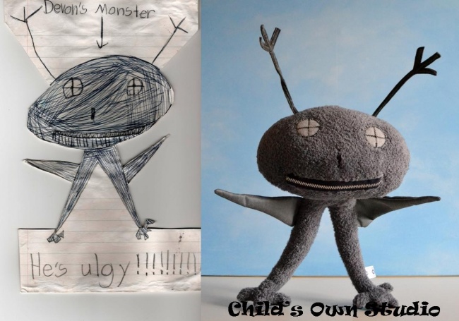 игрушки по мотивам детских рисунков, игрушки сшитые по рисункам детей