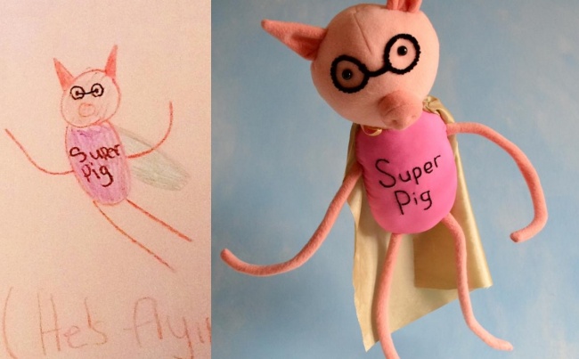 игрушки по мотивам детских рисунков, игрушки сшитые по рисункам детей