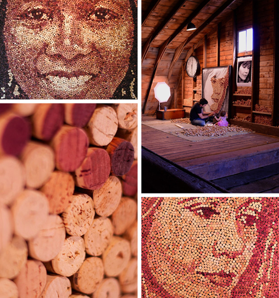 Портреты, винные пробки, Скотт Гандерсен, Scott Gundersen