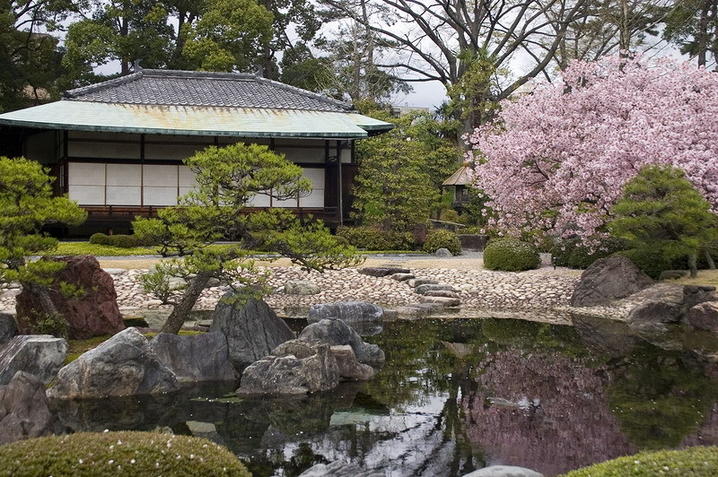 сады замка нидзё япония