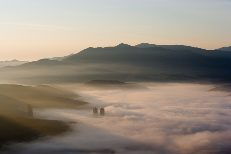 терасса Ункай, облака, япония