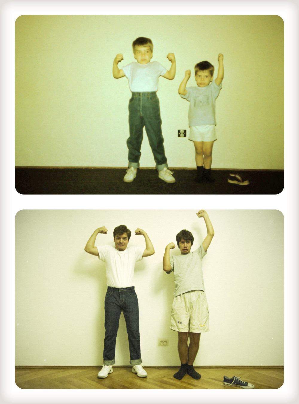 Два брата воссоздали свои детские снимки в подарок маме Два брата, фото через 20 лет, воссоздали, детские снимки,подарок маме,Toma и Paul Alexandru