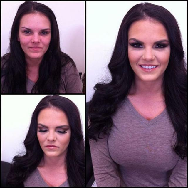 Порнозвезды до и после, макияж