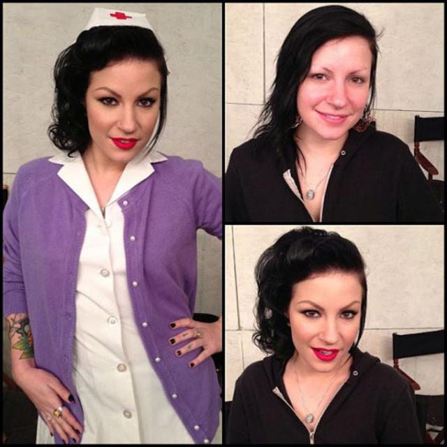 Порнозвезды до и после, макияж