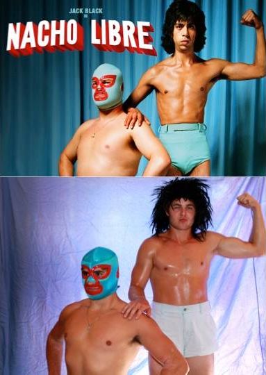 парни воссоздают плакаты кино, ребята повторяют плакаты фильмов