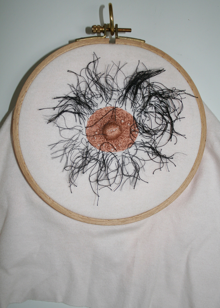 Салли Хеветт, Sally Hewett, Художница вышивает волосатые соски, растяжки, целлюлит 