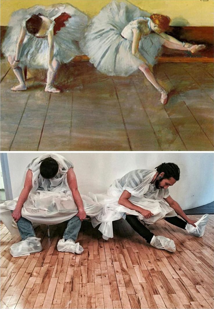парни пародируют знаменитые картины, Крис и Франсиско пародируют картины