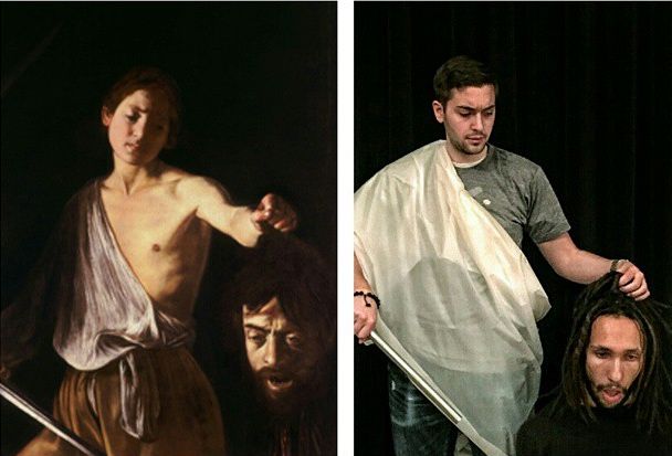 парни пародируют знаменитые картины, Крис и Франсиско пародируют картины