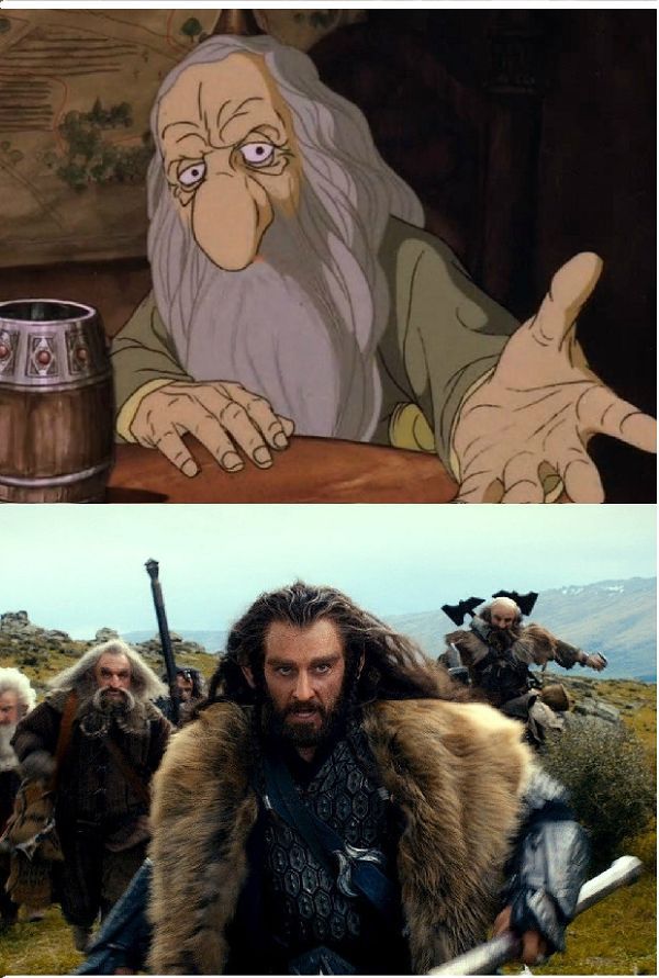Хоббит, актеры против против персонажей мультфильма 