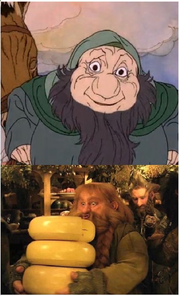 Хоббит, актеры против против персонажей мультфильма 