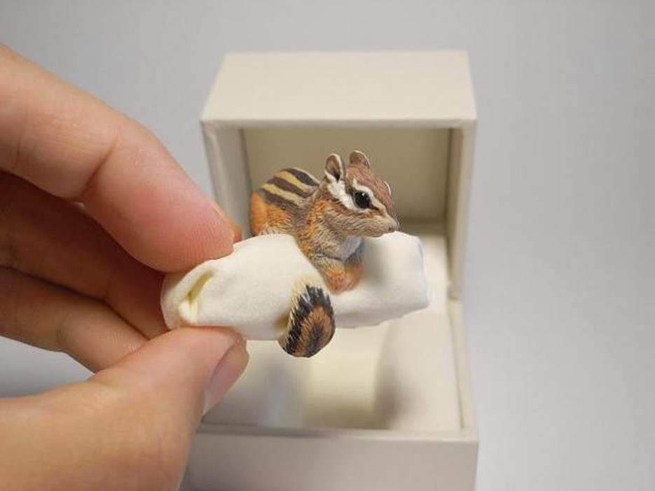 Очаровательные кольца в виде животных от Дзиро Миура животные кольца, художник Дзиро Миура, Jiro Miura, скульптуры из полимерной шлины